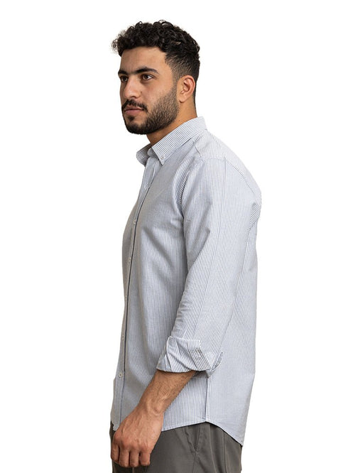 Indigo - Design 1 Striped Oxford Shirt - Khotwh