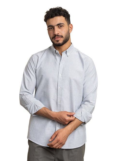 Indigo - Design 1 Striped Oxford Shirt - Khotwh