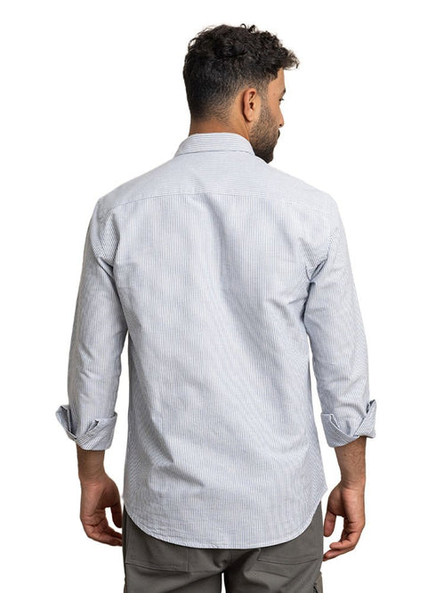 Indigo - Design 1 Striped Oxford Shirt - Khotwh