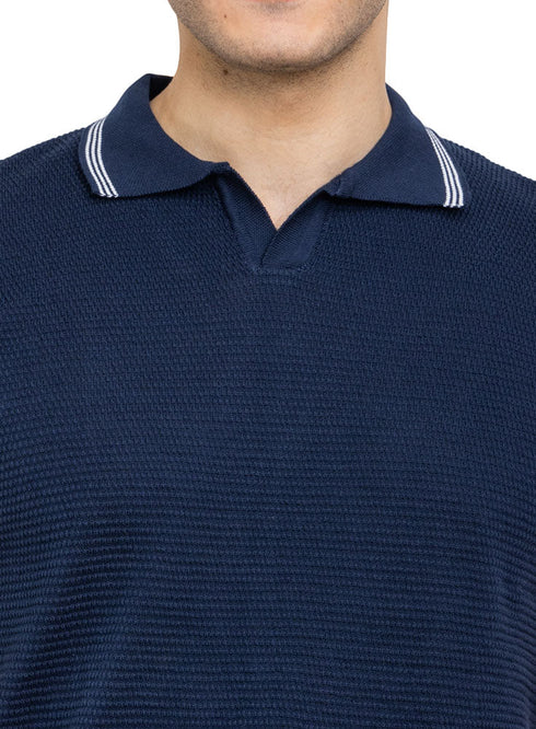 Indigo Design 2 - F - Polo Neck T-Shirt - Khotwh