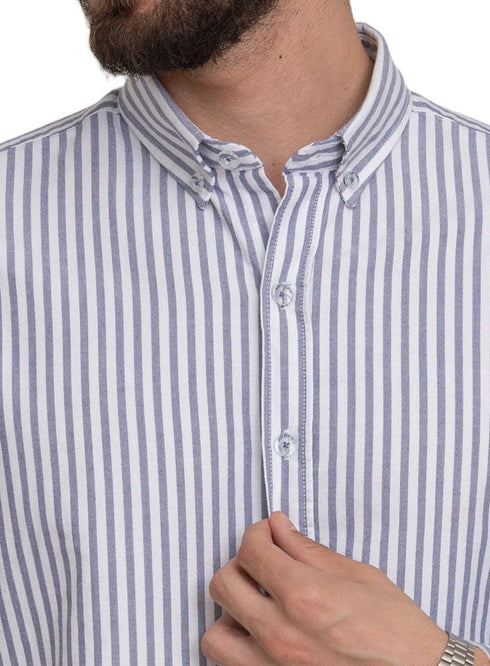 Indigo - Design 2 Striped Oxford Shirt - Khotwh