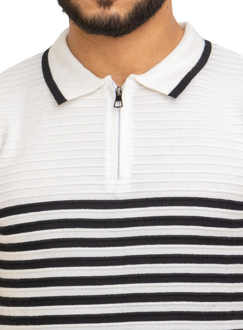 Indigo Design 7513Knit Polo Neck S - Zipper - T-Shirt - Khotwh