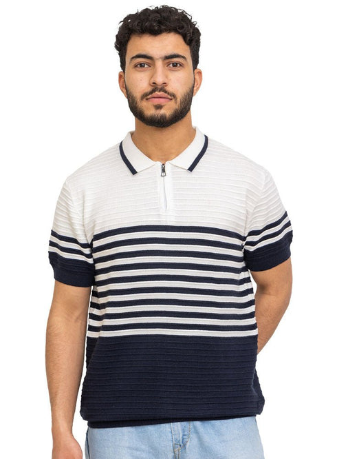 Indigo Design 7513Knit Polo Neck S - Zipper - T-Shirt - Khotwh