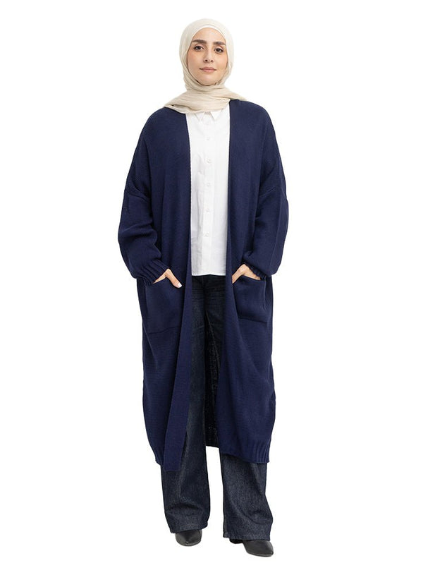 Indigo Knit-Long Cardigan - Khotwh