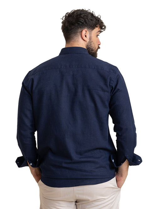 Indigo Linen Shirt - Khotwh