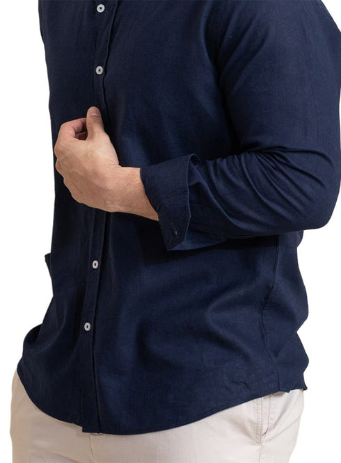 Indigo Linen Shirt - Khotwh