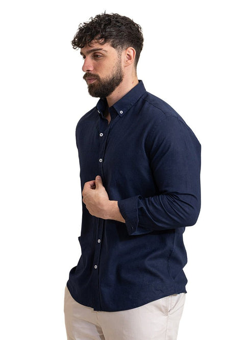 Indigo Linen Shirt - Khotwh
