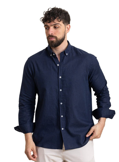 Indigo Linen Shirt - Khotwh