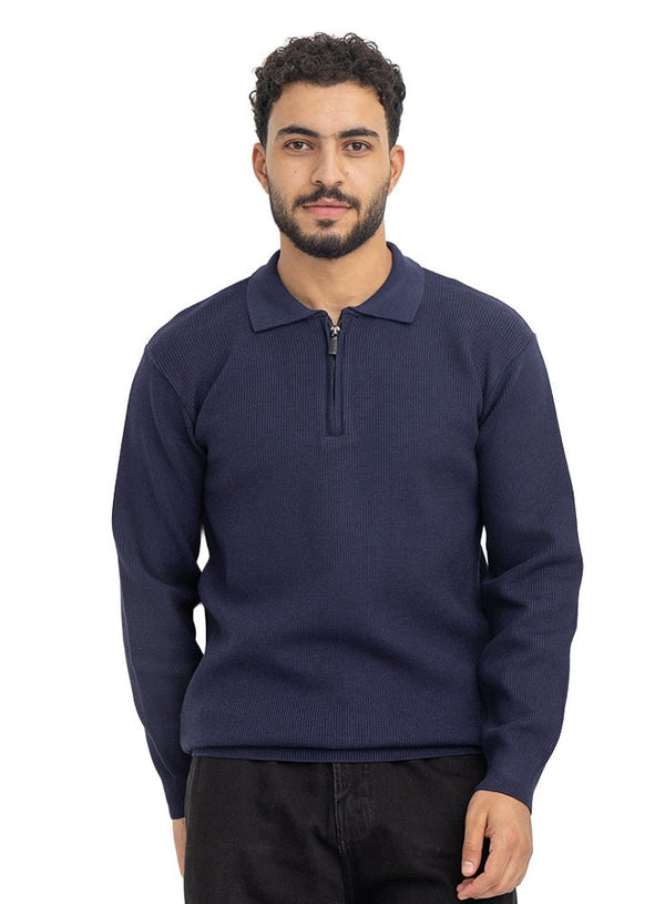 Indigo Quarter Zipper Pullover - Khotwh