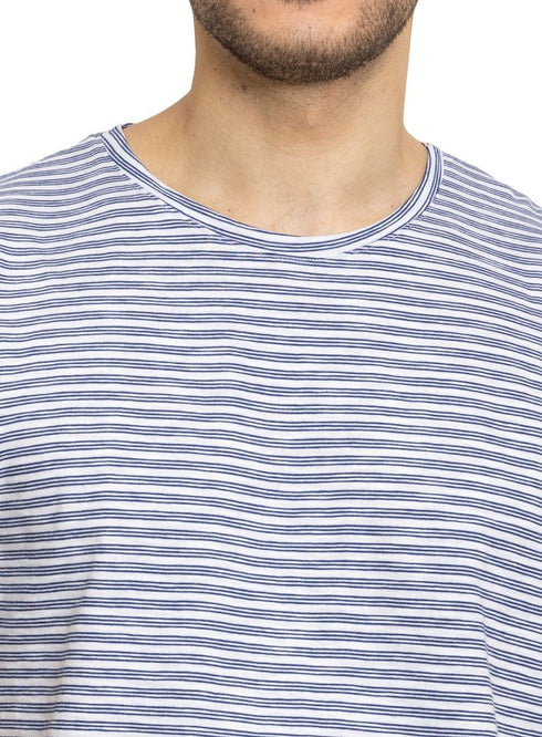 Indigo Striped Round T-shirt - Khotwh