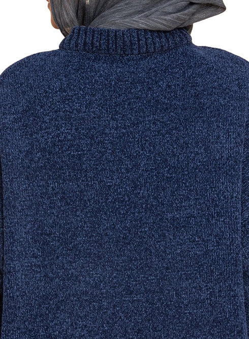 Indigo Velvet V - Over Size Pullover - Khotwh