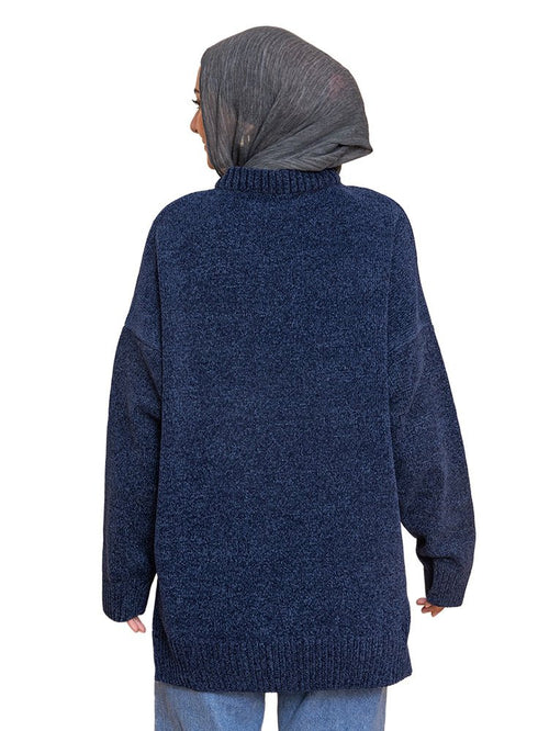 Indigo Velvet V - Over Size Pullover - Khotwh