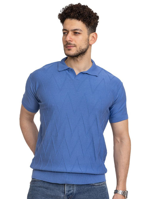 Indigo Zigzag F - Z - Polo Neck T-shirt - Khotwh