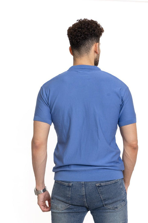 Indigo Zigzag F - Z - Polo Neck T-shirt - Khotwh
