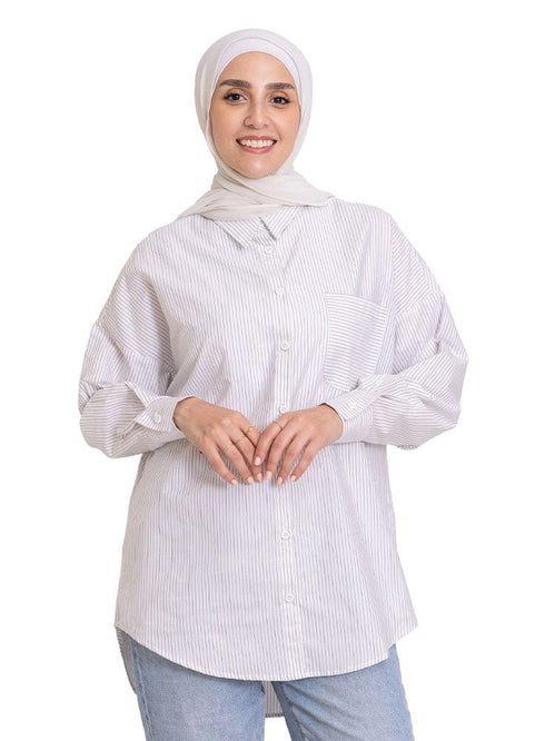 Indigo*Coffe - Design 1 Pocket S - Over Size Shirt - Khotwh