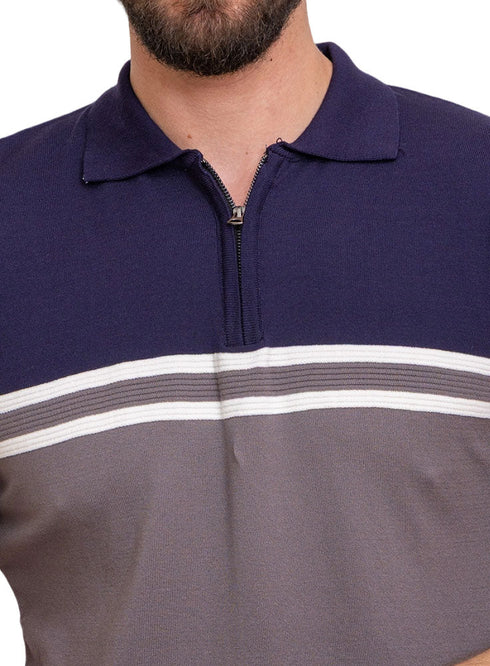 Indigo*Grey Design 01019Knit Polo Neck S - T-Shirt - Khotwh