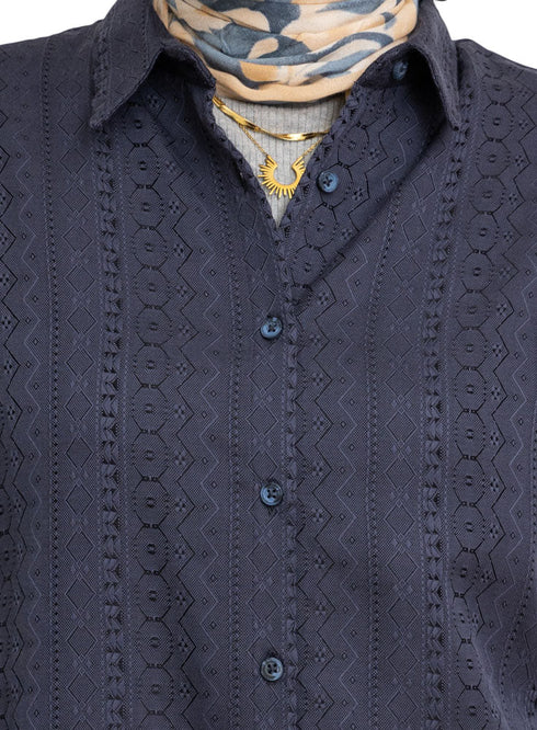 Jacar M - Blue Oxford Over Size Shirt - Khotwh