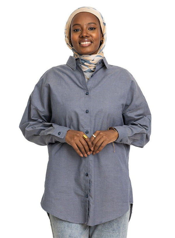 Jeans Oxford Over Size Shirt - Khotwh