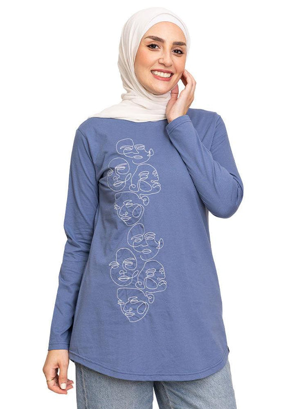 Jeans Printed Long - Sleeve Faces - Khotwh