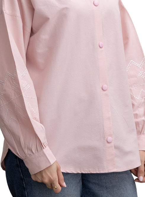 Kashmir Embroidered Poplin Shirt - Khotwh