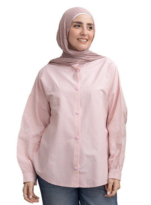 Kashmir Embroidered Poplin Shirt - Khotwh