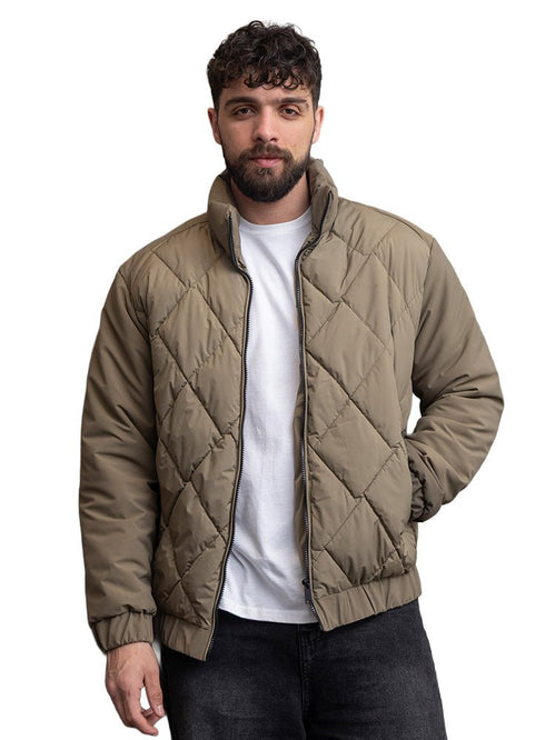 Khaki Puffer Jacket 3016 - Khotwh
