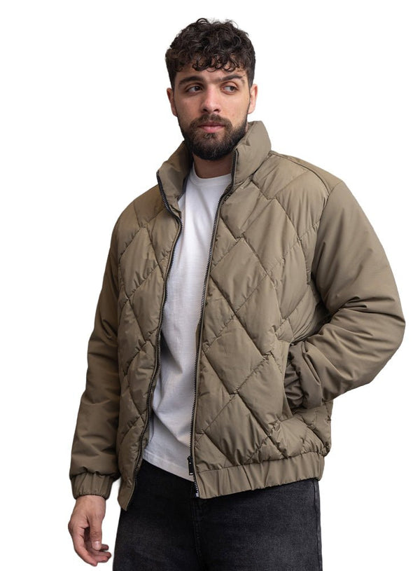 Khaki Puffer Jacket 3016 - Khotwh