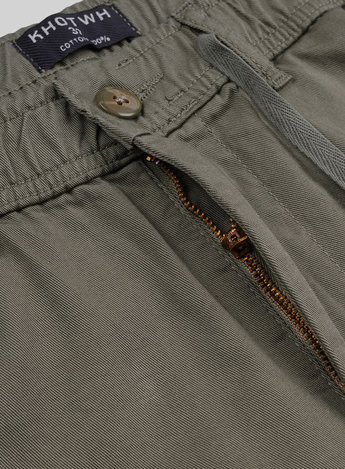 Khaki Straight Leg Gabardine Pant - Khotwh