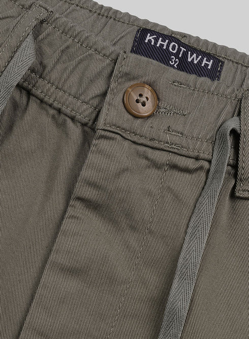 Khaki Straight Leg Gabardine Pant - Khotwh