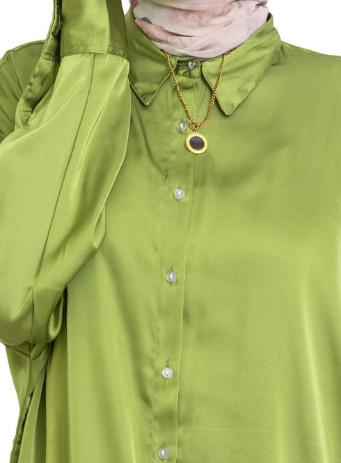 Kiwi Satin Over Size Shirt - Khotwh