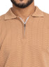 Latte Design 01014Knit Polo Neck Zipper - T-Shirt - Khotwh