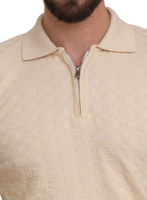 Latte Design 01040Knit Polo Neck Zipper - T-Shirt - Khotwh