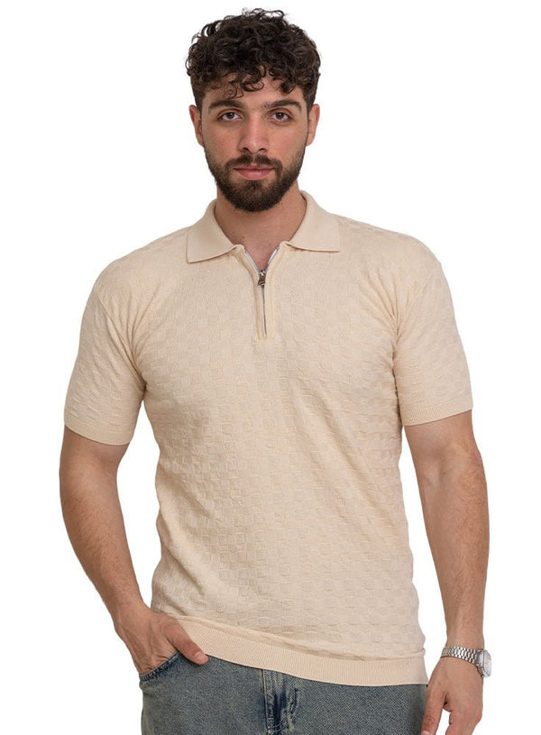 Latte Design 01040Knit Polo Neck Zipper - T-Shirt - Khotwh