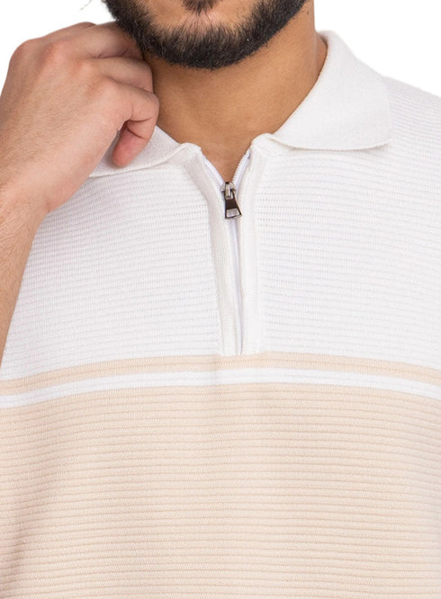 Latte Design 01049Knit Polo Neck Zipper - T-Shirt - Khotwh