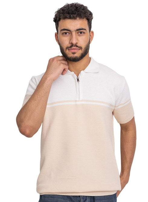 Latte Design 01049Knit Polo Neck Zipper - T-Shirt - Khotwh