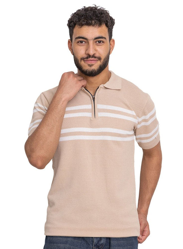 Latte Design 01050Knit Polo Neck Zipper - T-Shirt - Khotwh