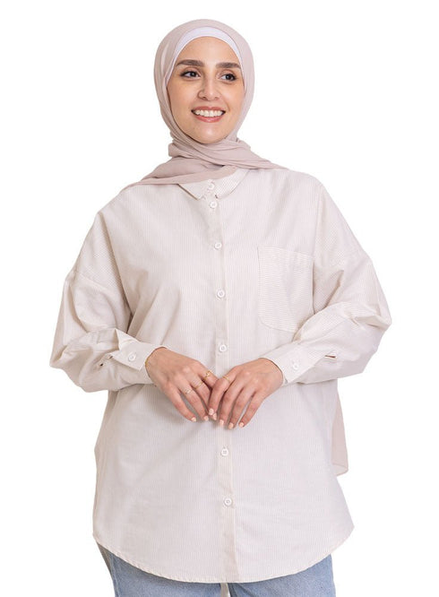 Latte - Design 1 Pocket S - Over Size Shirt - Khotwh