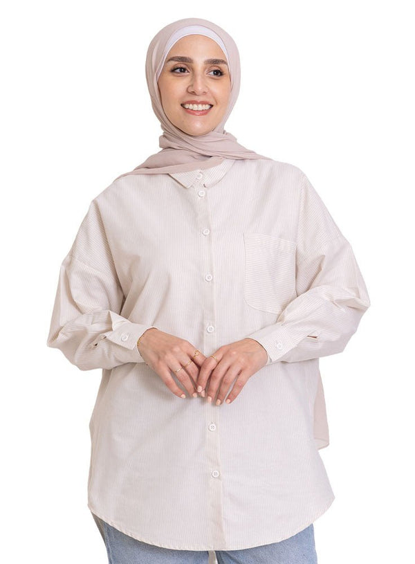Latte - Design 1 Pocket S - Over Size Shirt - Khotwh