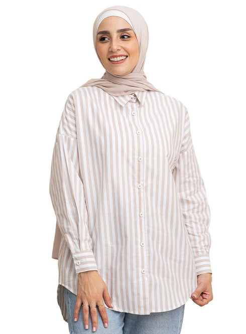 Latte - Design 3 Stripped Over - Size Shirt - Khotwh