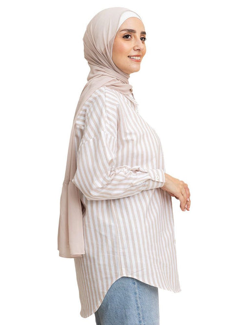 Latte - Design 3 Stripped Over - Size Shirt - Khotwh