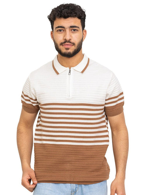 Latte Design 7513Knit Polo Neck S - Zipper - T-Shirt - Khotwh