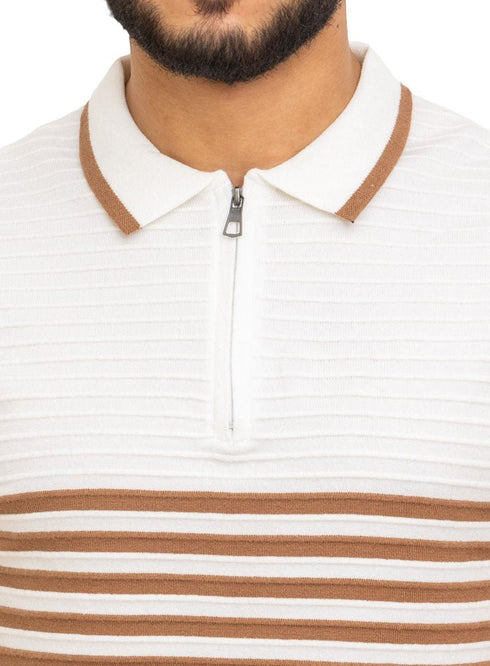 Latte Design 7513Knit Polo Neck S - Zipper - T-Shirt - Khotwh