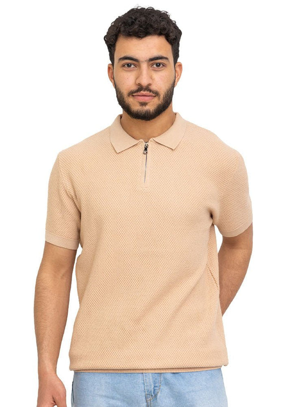 Latte Design 7527Knit Polo Neck Zipper - T-Shirt - Khotwh