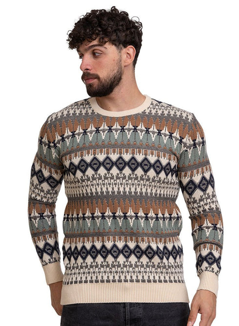 Latte - Design117 Br - Round Pullover - Khotwh