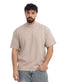 Latte Double-Layerd Oversize Round T-Shirt - Khotwh