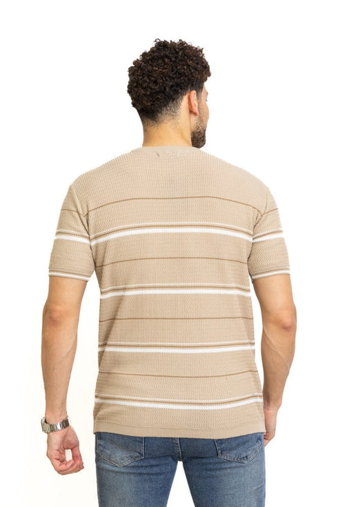 Latte F - S.Knit Round T-shirt - Khotwh