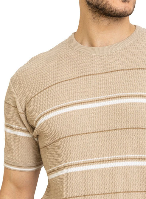 Latte F - S.Knit Round T-shirt - Khotwh