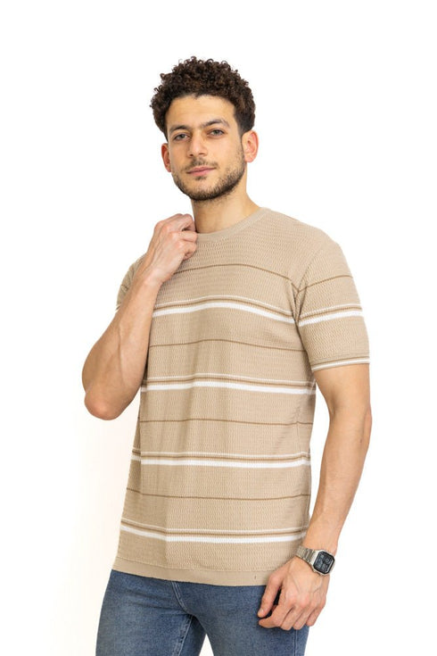 Latte F - S.Knit Round T-shirt - Khotwh