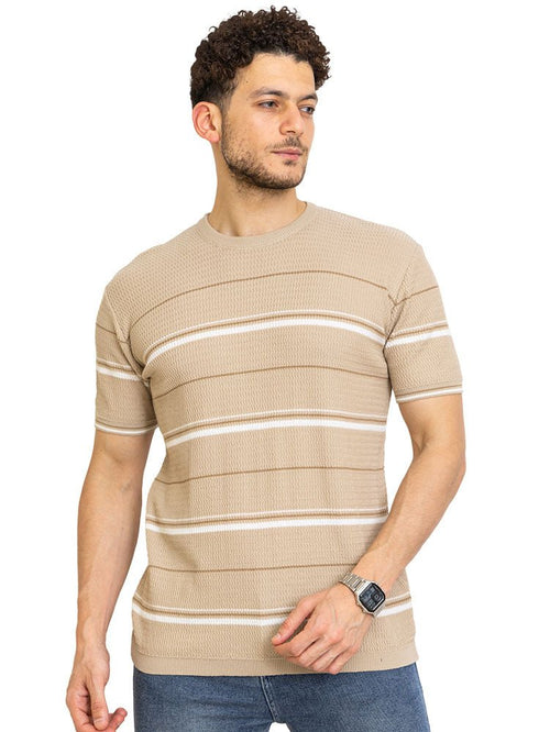 Latte F - S.Knit Round T-shirt - Khotwh