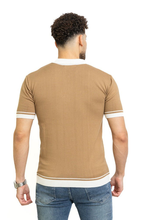 Latte F - Zipper Polo Neck Pullover - Khotwh